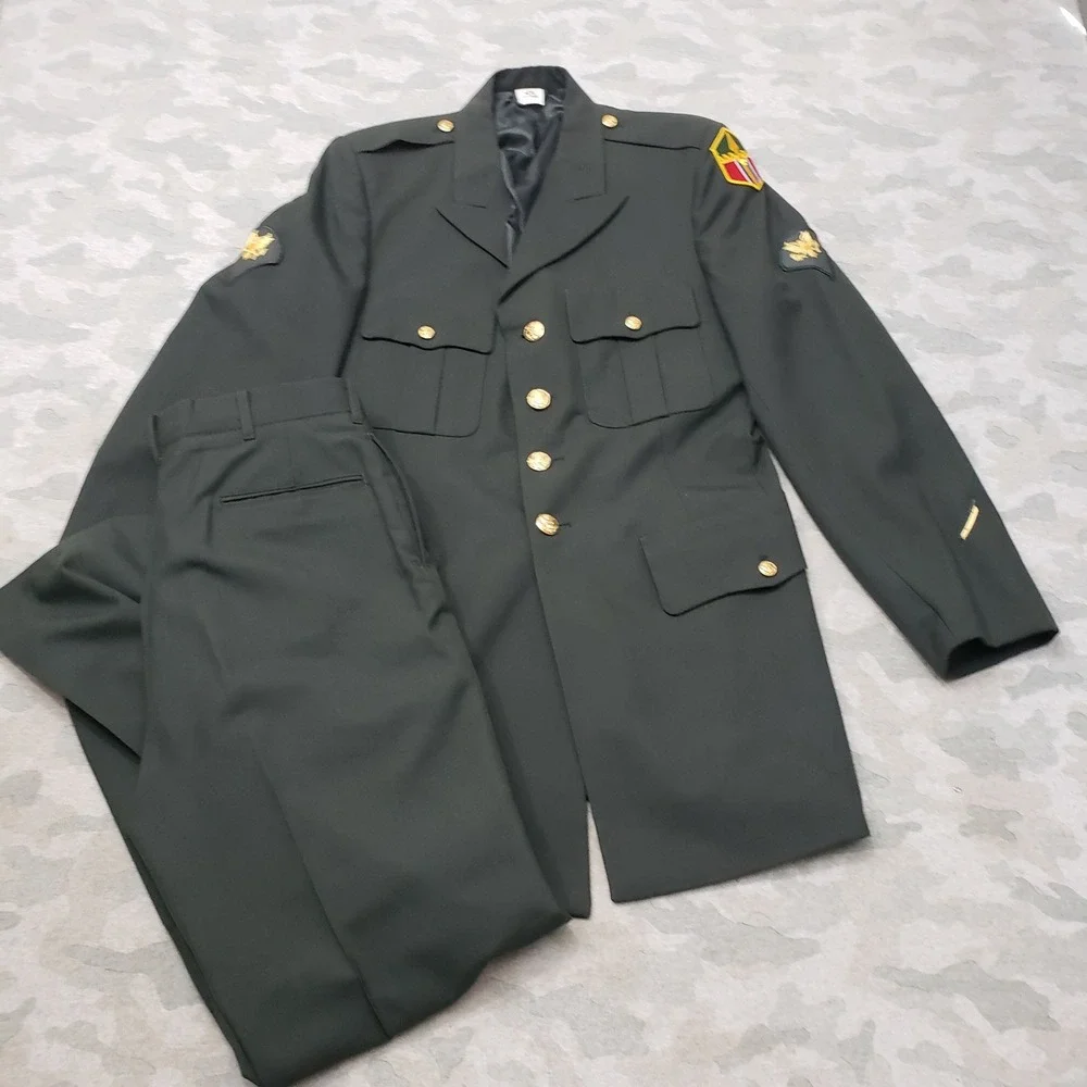 Vintage US Army Suit Green Uniform Men 42 XL 32L AG-489 Wool Coat Trousers